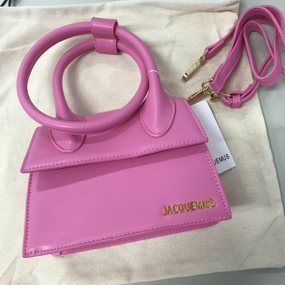 JACQUEMUS PINK Coiled  pink leather handbag - Picture 2 of 9